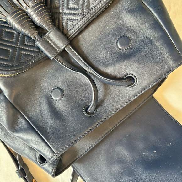 Tory Burch Blue Quilted Leather Small Backpack with Gold Hardware - Picture 5 of 6